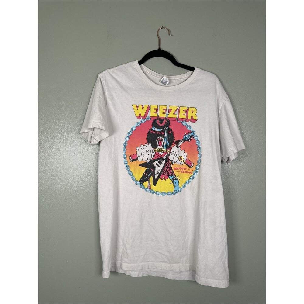 WEEZER Y2K Adult Size L Westside Weirdos‎ Rock Band Music Tee Shirt *see Stain